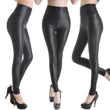 Carica l'immagine nel visualizzatore di Gallery, Ostenx, Leggings da Donna in Finta Pelle a Vita Alta, S, Nero Opaco - Ilgrandebazar
