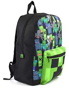 Minecraft Zaino per bambini nero ragazzi con stampa all over