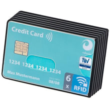 Carica l&#39;immagine nel visualizzatore di Gallery, valonic Custodia RFID Blocker – 6 pezzi – Certificazione TÜV – Plastica – Trasparente – Custodia NFC – Custodia per carte di credito e carte di credito, trasparente, 6x Seiteneinschub, Porta carte di
