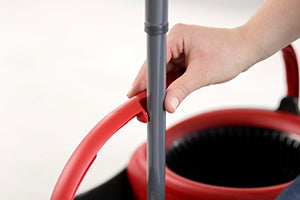 Vileda Turbo Sistema Lavapavimenti Rotante con Manico Telescopico e Fiocco, 55 - 130 cm, Rosso/Nero