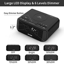 Carica l'immagine nel visualizzatore di Gallery, Reacher Radiosveglia digitale con Ricarica Senza fili-porta USB,Grande Display LED Regolabile,Timer per il sonno,2 suoni di Sveglia,Volume Regolabile,12/24H,Orologio FM moderno per camere da letto