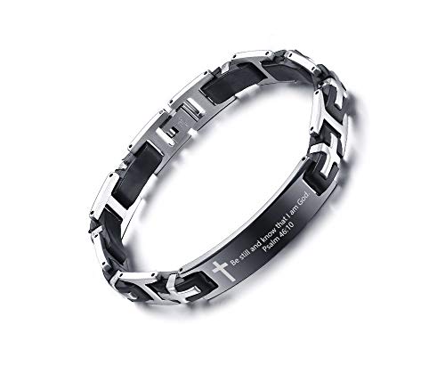 PJ JEWELRY - Braccialetto da uomo in acciaio inox e silicone, con citazione...