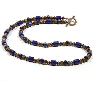 Collana di lapislazzuli, con perline legno e perle rame per uomini e... - Ilgrandebazar