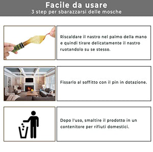 Repulseo® Rotolini Acchiappamosche ✯Made in UE✯, Carta moschicida, Carta Adesiva Cattura Mosche, Trappola Adesiva per mosche interno, Fly catcher Ecologico e non tossico- 16 Rotoli