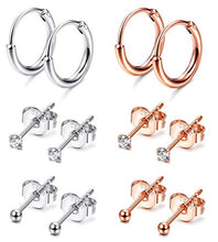 Carica l&#39;immagine nel visualizzatore di Gallery, Milacolato 6 Paia di Qrecchini in Argento Sterling Piccolo 2mm per le Donne... - Ilgrandebazar