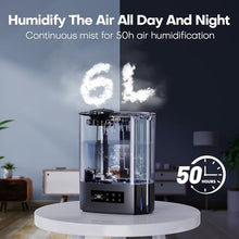 Carica l'immagine nel visualizzatore di Gallery, CONOPU Umidificatore Ambiente 6L, Umidificatore Ultrasuoni a Temperatura Costante Per La Casa Con Tre Modalità, Umidificatore Silenzioso Con Più Modalità Di Mmidità e Funzioni Temporali, OZJ21S07