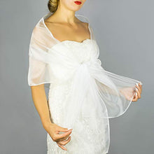 Carica l&#39;immagine nel visualizzatore di Gallery, Stole donna organza scialli vestito da sposa nuziale poncho bianco