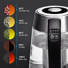 Carica l'immagine nel visualizzatore di Gallery, Aigostar Cris – Bollitore elettrico in vetro borosilicato, 2200W, 1,7 litri. Controllo della temperatura variabile, funzione di mantenimento caldo. Incluso un filtro staccabile, illuminazione a LED.