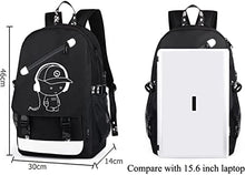 Carica l'immagine nel visualizzatore di Gallery, Hjkiopc Zaino per la scuola,con porta di ricarica USB,con serratura,luminoso,per computer portatile,borsa a tracolla in tela per ragazze,ragazzi,adolescenti, zaino all'aperto(Nero)