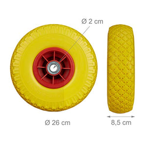 relaxdays 2X Ruote per Carriola, in Gomma Antipanne, 3.00-4", ASSE 20mm,...