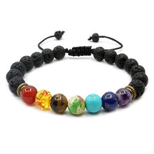 Carica l&#39;immagine nel visualizzatore di Gallery, 7 bracciale in pietra chakra intrecciata corda regolabile Lucky Charm Lava... - Ilgrandebazar