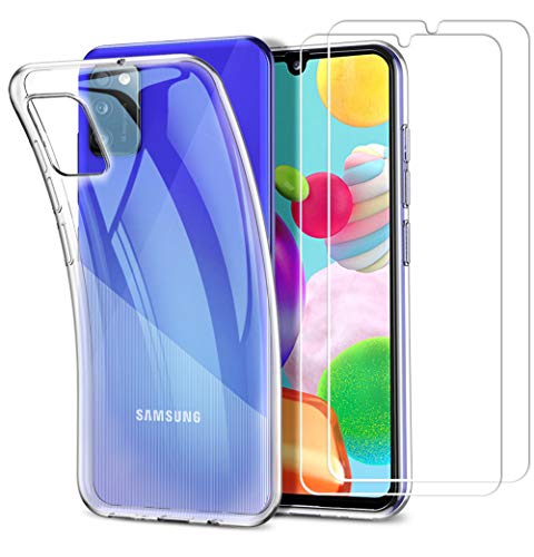 AILRINNI Cover per Samsung A41 - Pellicola Protettiva in Vetro Trasparente