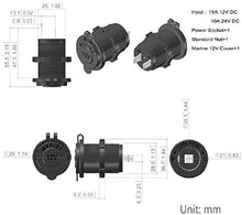 Carica l'immagine nel visualizzatore di Gallery, Enisina Presa accendisigari DC 12V-24V 120W per Barca, Auto, motocicletta, impermeabile, con cavo di connessione da 0.6m