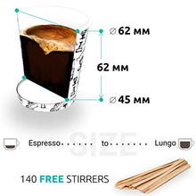 Carica l&#39;immagine nel visualizzatore di Gallery, 140 Bicchieri Carta Espresso To Go 110 ml Con Bastoncini Per Mescolare In 140 - Ilgrandebazar