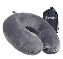 Carica l'immagine nel visualizzatore di Gallery, Cuscino da viaggio - Cuscino di supporto per il collo in memory foam, pacchetto rapido compatto e leggero di lusso per il campeggio, per dormire (grigio)