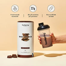 Carica l&#39;immagine nel visualizzatore di Gallery, foodspring Proteine Whey in Polvere Cioccolato - Con 22g di Proteine per la Massa Muscolare, Ottima Solubilità, senza zuccheri aggiunti, Ricco di BCAA ed EAA - 750g