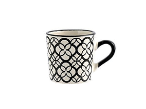 H&H Vhera Set 6 Tazzine Caffè, Stoneware, Bianco/Nero, 90 ml - Ilgrandebazar