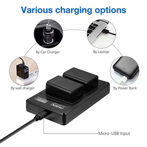 Miady, set di 2 batterie LP-E6 LP-E6N e caricabatterie doppio LCD,...