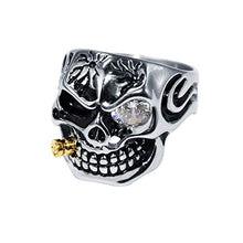 Carica l&#39;immagine nel visualizzatore di Gallery, Ranikeer Anello da Uomo in Acciaio al Titanio,Anello Teschio Diamante Stile... - Ilgrandebazar