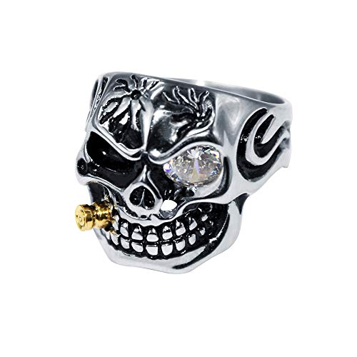 Ranikeer Anello da Uomo in Acciaio al Titanio,Anello Teschio Diamante Stile... - Ilgrandebazar