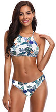 Carica l'immagine nel visualizzatore di Gallery, SHEKINI Stripe High Neck Bikini Donna Sexy Halter Vintage Regolabile Croce...