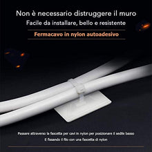 Carica l&#39;immagine nel visualizzatore di Gallery, Caiery 100pz Autoadesivo Clip Cavo Fermacavi 150X2.5MM, Bianco+bianco - Ilgrandebazar