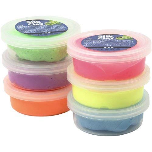 Creativ Silk Clay - Pasta Modellante, 6 x 14 g, Colori Fluorescenti Assortiti - Ilgrandebazar