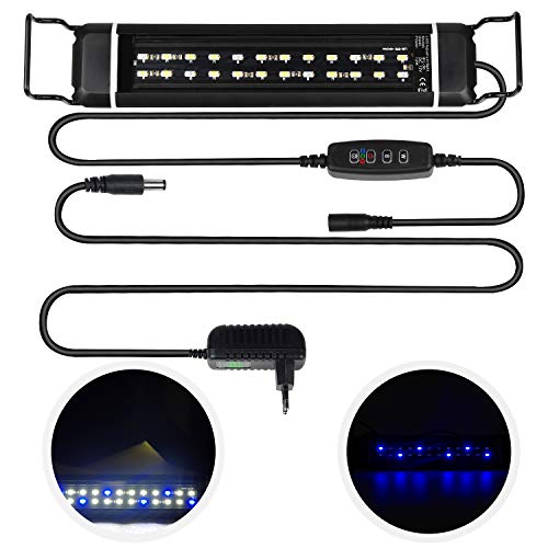 CPROSP Illuminazione a LED per Acquario con Timer, 3 Colori 12W 28-46CM
