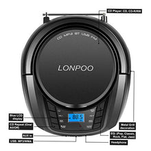 Carica l&#39;immagine nel visualizzatore di Gallery, LONPOO Radio Portatili Boombox, Lettore CD MP3 con USB, AUX Nero