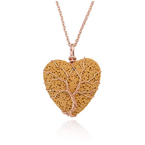 Jovivi Gioielli Donna Collana con Ciondolo Cuore in Lava Diffusore Giallo - Ilgrandebazar