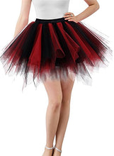 Carica l'immagine nel visualizzatore di Gallery, iMixCity Donna Retro Annata di 50 Anno Tutu Gonna Taglia unica, Nero + Rosso - Ilgrandebazar