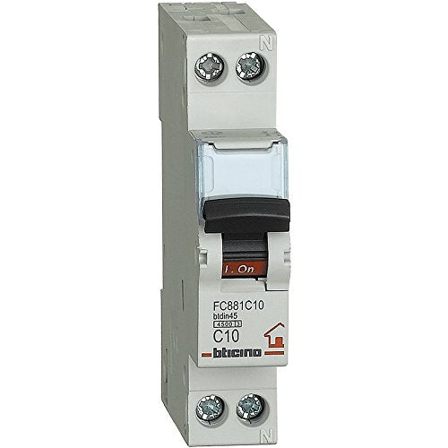 BTicino FC881C10 BTDIN Interruttore Magnetotermico 1P+N Curva C, In = 10 10 A