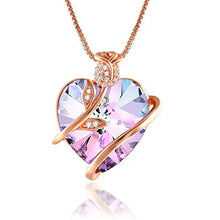 Carica l&#39;immagine nel visualizzatore di Gallery, Angelady Collana con Ciondolo Fiore Rosa Cuore per Donna Cristalli di Pink - Ilgrandebazar