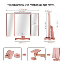 Carica l&#39;immagine nel visualizzatore di Gallery, Specchio Trucco,HOMI per Il Trucco con Luce 1x / 2X / 3X Oro Rosa