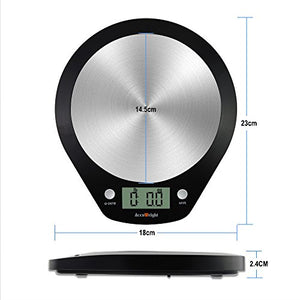 ACCUWEIGHT Bilancia Digitale da Cucina Bilance Alimenti Elettronica con Nero - Ilgrandebazar