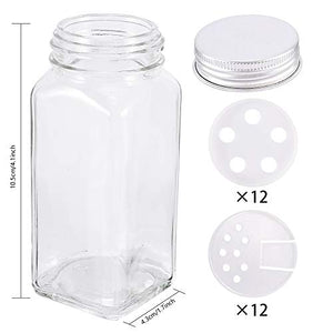 Gifort Barattoli Portaspezie Vetro, 12PCS Vasetti Vetro Spezie 120ml con...