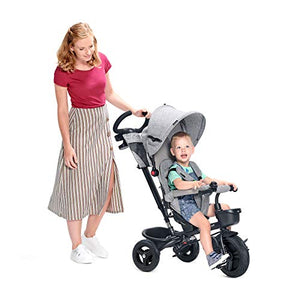 Kinderkraft Triciclo AVEO, Bici, Passeggino con Maniglione, Pieghevole, Rosa - Ilgrandebazar
