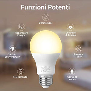 Lampadina Smart E27 AISIRER WiFi Intelligente 9W Due Lampadine