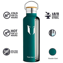 Carica l&#39;immagine nel visualizzatore di Gallery, Super Sparrow Bottiglia - Borraccia Termica Acqua in 750ml-25oz, Verde Scuro