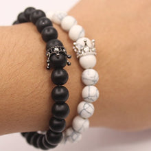 Carica l&#39;immagine nel visualizzatore di Gallery, UEUC re &amp; Queen Corona distanza Bracciali Coppia sua la Agata nero opaco... - Ilgrandebazar
