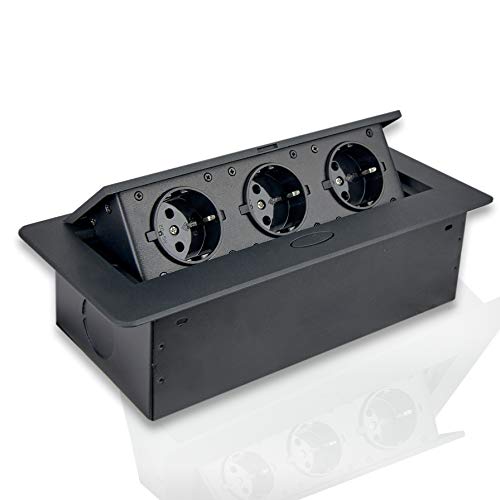 Presa a scomparsa per 3 spine Schuko da incasso con cavo 1,5 m per...