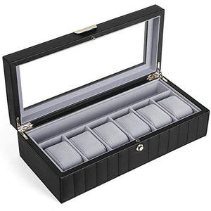SONGMICS Scatola Porta Orologi a 2 Livelli con 6 Scomparti, Custodia per... - Ilgrandebazar