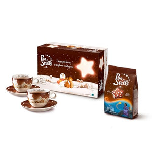 Pan di Stelle Gift Box, Idea Regalo con Due Tazze Medie in Ceramica by Thun e Sacchetto di Biscotti Pan di Stelle 350 g in Edizione Limitata