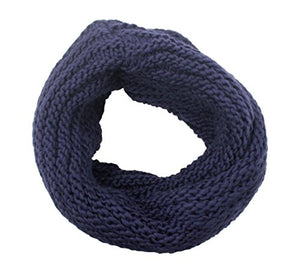 Scaldacollo in maglia, sciarpa ad anello intrecciato col. Blu scuro - Ilgrandebazar