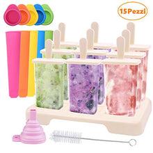 Carica l'immagine nel visualizzatore di Gallery, Icnow Stampi Ghiaccioli, 9 per Gelato con 5 in Silicone,con...