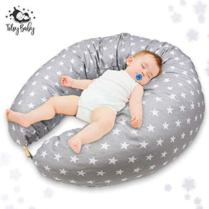 Cuscino Gravidanza per dormire Cuscini Allattamento Grigio con stelle bianche - Ilgrandebazar