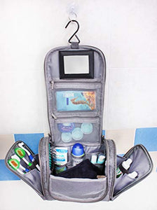 Borsa da bagno appendere con specchio e tasche interne - Melange Grigio - Ilgrandebazar