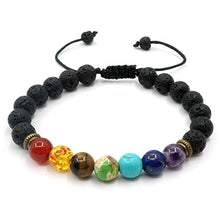 Carica l&#39;immagine nel visualizzatore di Gallery, 7 bracciale in pietra chakra intrecciata corda regolabile Lucky Charm Lava... - Ilgrandebazar