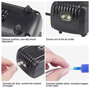 IREENUO Ossigenatore per Acquario, 3W - 2 * 150L/H Silenzioso Pompa 2 uscita - Ilgrandebazar