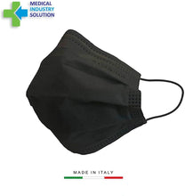 Carica l'immagine nel visualizzatore di Gallery, Mascherina chirurgica certificata CE tipo II R nera, dispositivo medico prodotto in Italia, Medical Industry Solution, Made in Italy.